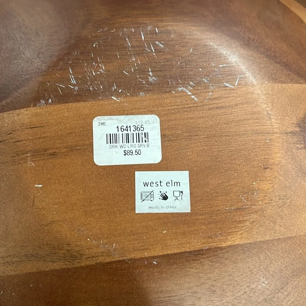 Set of Two West Elm 15 inch wooden bowls excellent condition